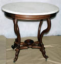 072326 VICTORIAN WALNUT  MARBLE OCCASIONAL TABLE
