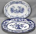 070301 PORCELAIN BLUE  WHITE OVAL PLATTER