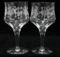 062336 AMERICAN HAND BLOWN ETCHED WATER GOBLETS