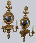 052314 LOUIS XVI STYLE GILT WOOD WALL SCONCES