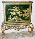 051417 CHINOISERIE STYLE CABINET ON CARVED FRAME