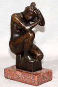 042383 BRONZE SCULPTURE KNEELING NUDE