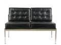Barcelona Style Black Vinyl and Steel Loveseat