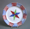 Red and blue rainbow spatter plate 19th c