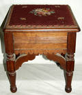 030352 EASTLAKE HINGED TOP MAHOGANY STOOL W NEEDLEPOI
