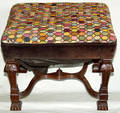 030351 VICTORIAN NEEDLE POINT MAHOGANY FOOT STOOL C19