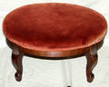 030350 OVAL MAHOGANY AND RED VELVET FOOT STOOL C1940