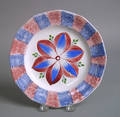 Blue and red rainbow spatter plate 19th c