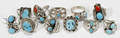 080353 NAVAHO STERLING TURQUOISE  CORAL RINGS