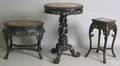 Three Chinese carved marble top stands
