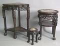 Three Chinese carved marble top stands