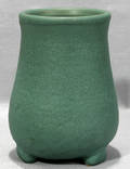 070366 ART DECO STYLE GREEN  MAUVE POTTERY VASE