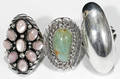070356 NAVAHO SILVER TURQUOISE MOTHEROFPEARL RINGS