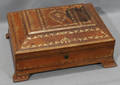 062366 ITALIAN PRUSCOLI LEATHER  WOOD JEWELRY BOX