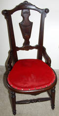 060404 VICTORIAN STYLE MAHOGANY  VELVET SIDE CHAIR