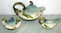 060395 HULL POTTERY TEAPOT CREAMER  COVERED SUGAR