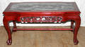 052354 CHINESE CARVED ROSEWOOD  MARBLE COFFEE TABLE