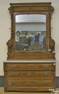 Eastlake walnut bureau and mirror