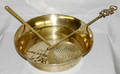 050368 BRASS MILK PAN  STRAINER  TOASTING FORK