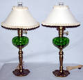 050364 VICTORIAN STYLE BRASS  GLASS ELECTRIC LAMPS