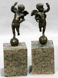 042410 FRENCH BRONZE SCULPTURE CUPIDS ON GLOBE