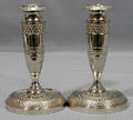 032333 SILVER PLATE CANDLESTICKS PAIR W 5