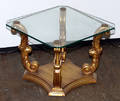 031502 GILT TABLE WITH GLASS TOP CIRCA 1960