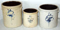 080406 BULLS EYE 2 4  6 GAL STONE WARE CROCKS