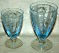 060454 BLUE ETCHED CRYSTAL WINE  WATER GOBLETS