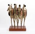 Modernist Bronze Figural Sculpture Horn Players