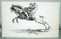 060447 UNSIGNED ETCHING BUCKING HORSE  COWBOY