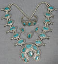 052379 NAVAJO TURQUOISE  STERLING BLOSSOM JEWELRY