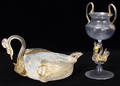 042434 VENETIAN GLASS DISH W SWAN  VASE