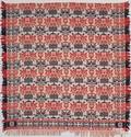 Red blue green and white jacquard coverlet mid 19th c