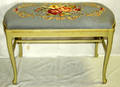 040480 QUEEN ANN STYLE GREEN GLAZE NEEDLE POINT BENCH