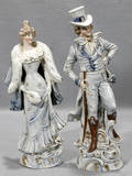 032382 PORCELAIN UNMARKED FIGURINES 1920 PAIR H 11