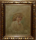 030409 OIL ON CANVAS C1900 YOUNG GIRL W BLONDE CURLS