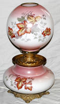 081527 HAND PAINTED PORCELAIN GLOBE OIL LAMP