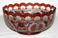 062457 BOHEMIAN FLASHED RUBY  CUT GLASS BOWL