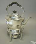 George III style silver kettle on stand