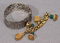 042498 ETRUSCAN GOLD VERMEIL CHARMS STERLING BRACELET