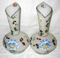 031593 VICTORIAN  IRIDESCENT GLASS VASES C1880
