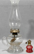 081564 CLEAR  CRANBERRY GLASS OIL LAMPS