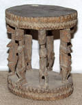 081586 AFRICAN CARVED WOOD STOOL