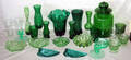 080498 MOLDED  BLOWN GREEN GLASS COLLECTION
