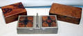 060533 WALNUT PLATED METAL  LEATHER CIGARETTE BOXES
