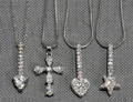 052442 RHODIUM W CZS CHAINS W PENDANTS CROSS