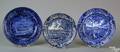 Three Historical Blue Staffordshire plates 19th c