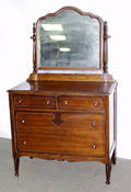 041606 WALNUT DRESSER W ATTACHED MIRROR