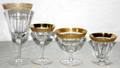 072528 PARTIAL CRYSTAL STEMWARE W FIRED GOLD BANDS